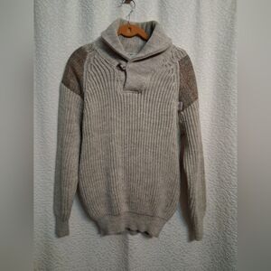 Men's Niffi The Ecosse Range/ Harris Tweed Beige Turtleneck Sweater